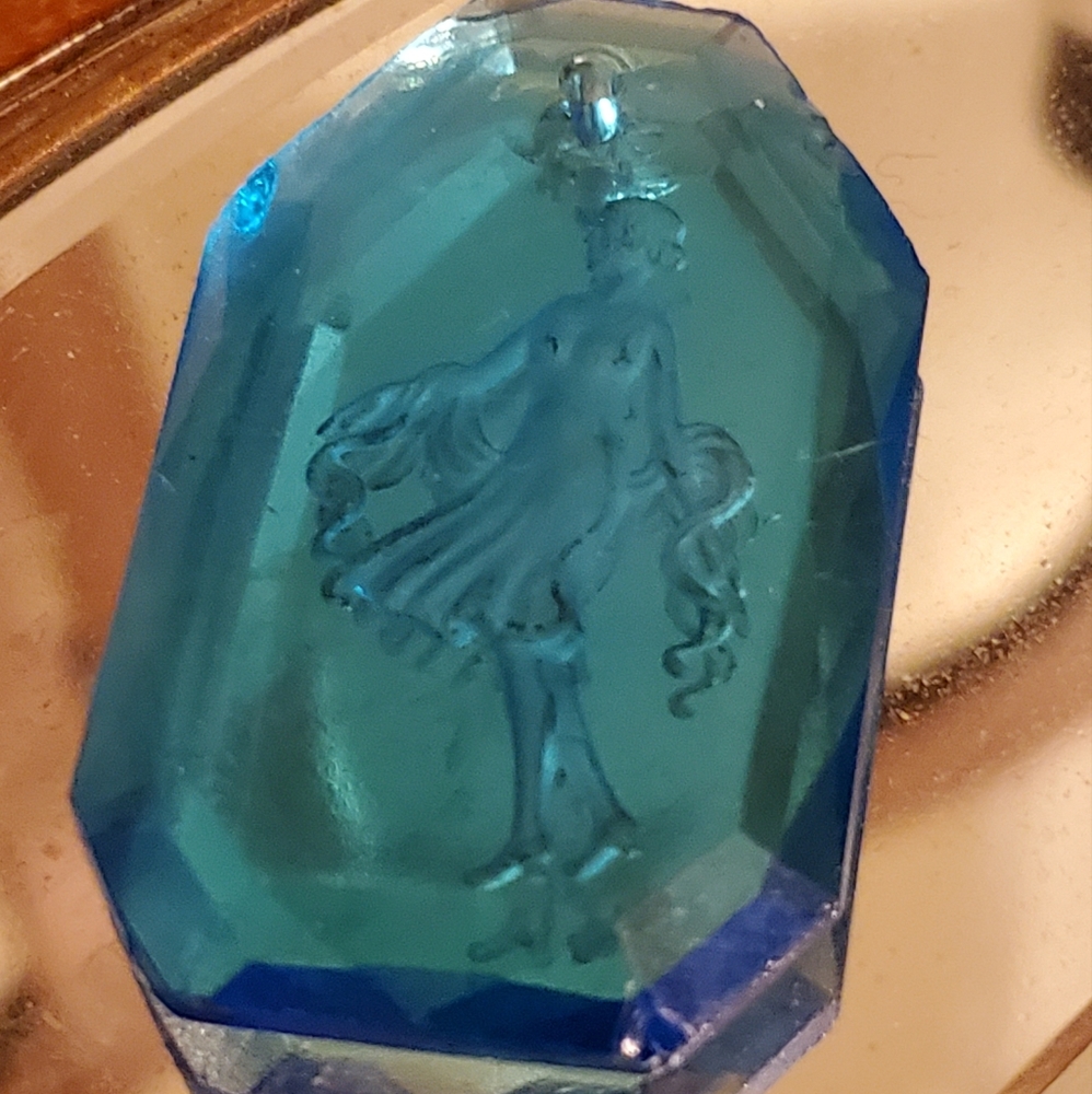 Vintage Intaglio Glass Dancer Pendant
